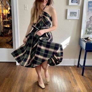 Vintage Plaid Cotton 1950s Wrap Dress